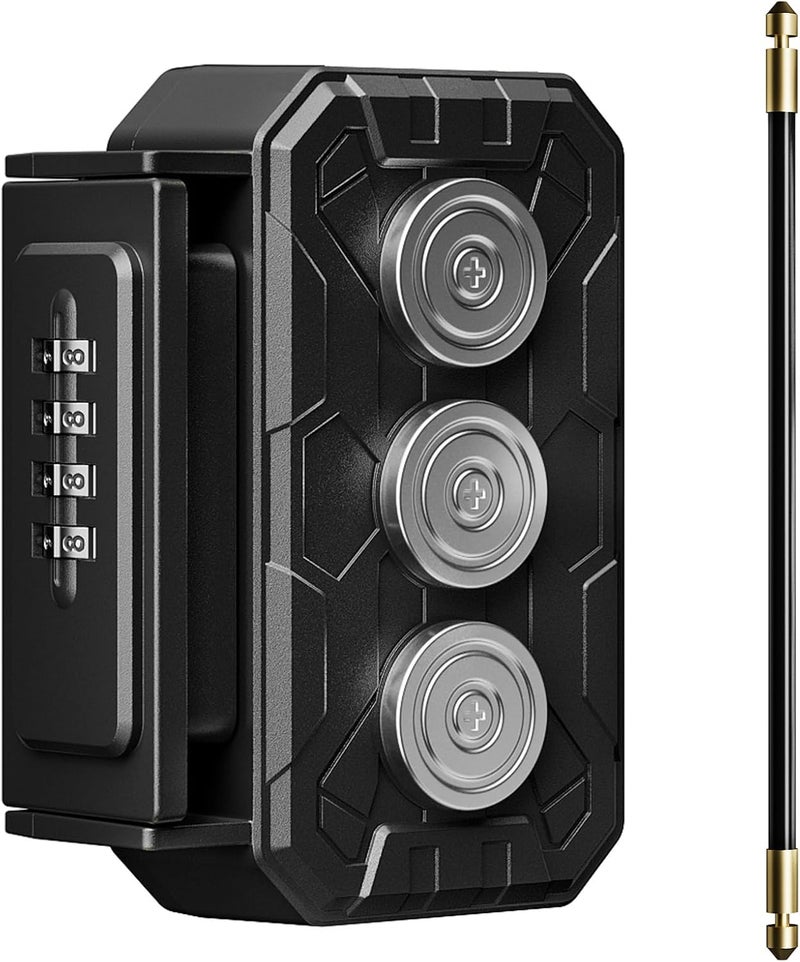 MILADA Magnetic Key Lock Box,Magnetic Key Holder Under car,Magnetic Key Cabinets,Key Holder Magnetic,Hide a Key Magnetic Holder,Waterproof Magnetic Key Hider Outside,4 Combinations & Dual Mounting, - Image 1